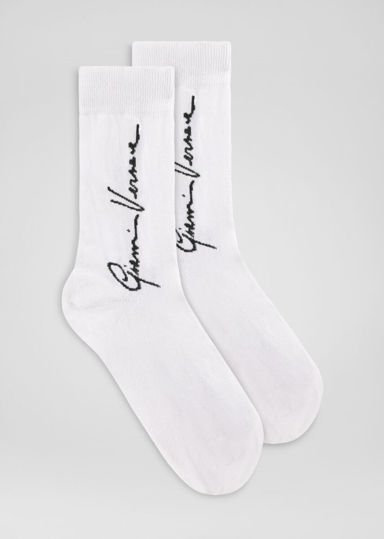 Versace GV Signature Jacquard Socks καλτσεσ ανδρικα μαυρα χρυσο χρωμα | LEC5BQA