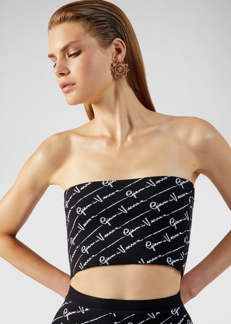 Versace GV Signature Jacquard Top Αριστος γυναικεια μαυρα | C42529X