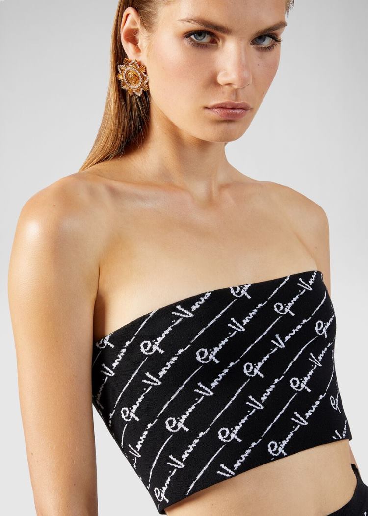 Versace GV Signature Jacquard Top Αριστος γυναικεια μαυρα | C42529X