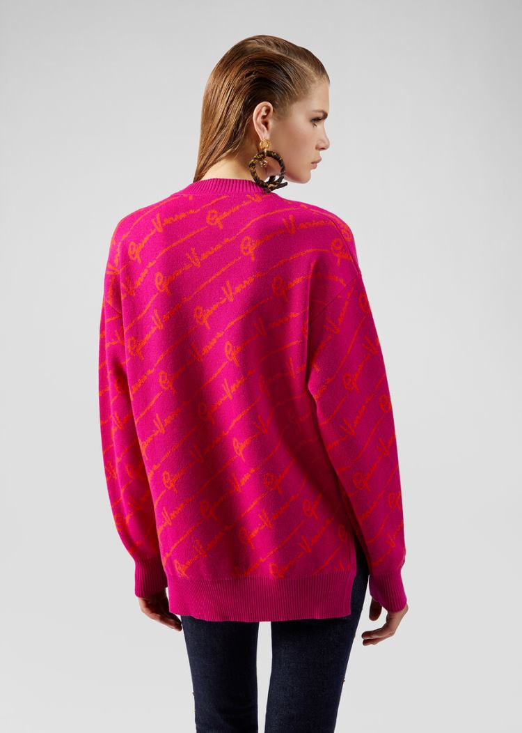 Versace GV Signature Jacquard πουλοβερ Πουλόβερ γυναικεια ροζ ροζ | 5ACKGP3
