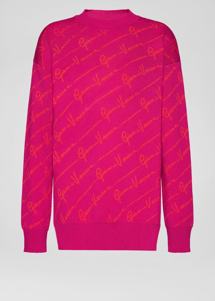 Versace GV Signature Jacquard πουλοβερ Πουλόβερ γυναικεια ροζ ροζ | 5ACKGP3