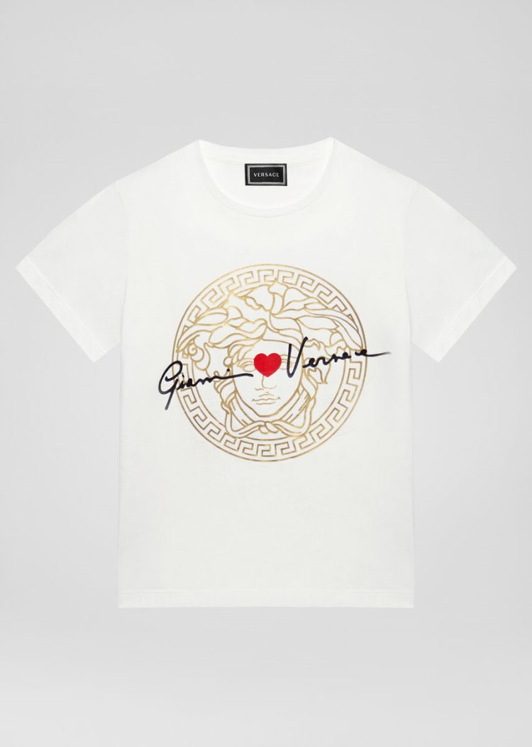 Versace GV Signature Medusa T Shirt μπλουζακια παιδικα ασπρα | BRLYMNM