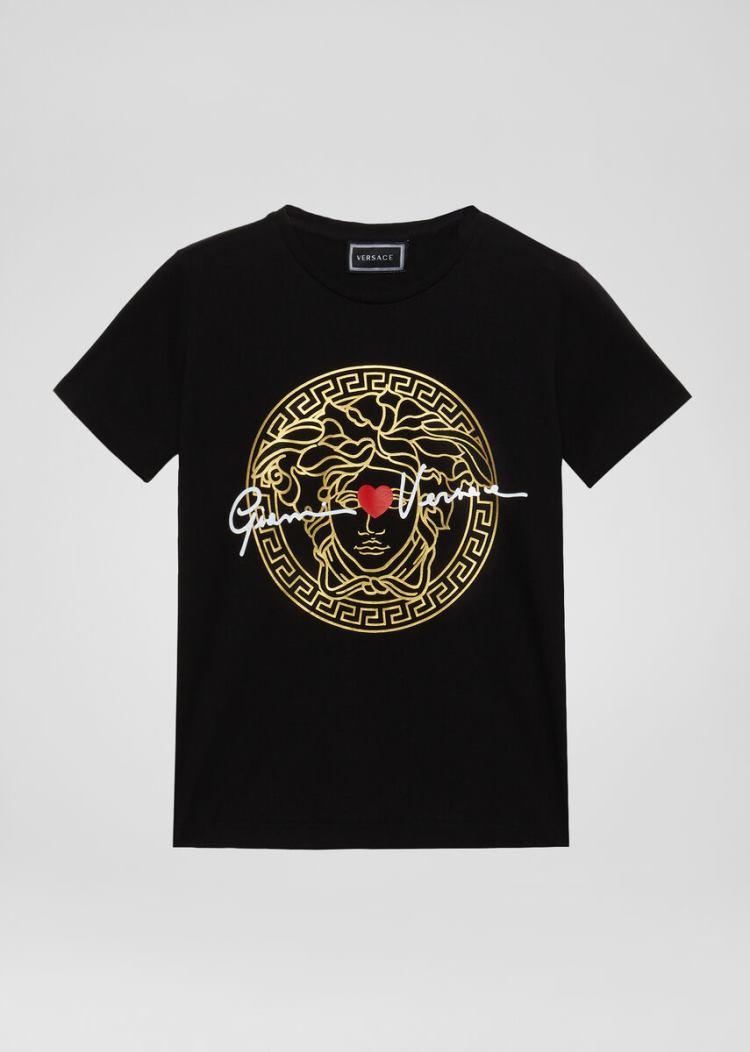 Versace GV Signature Medusa T Shirt μπλουζακια παιδικα μαυρα | YL3V87C