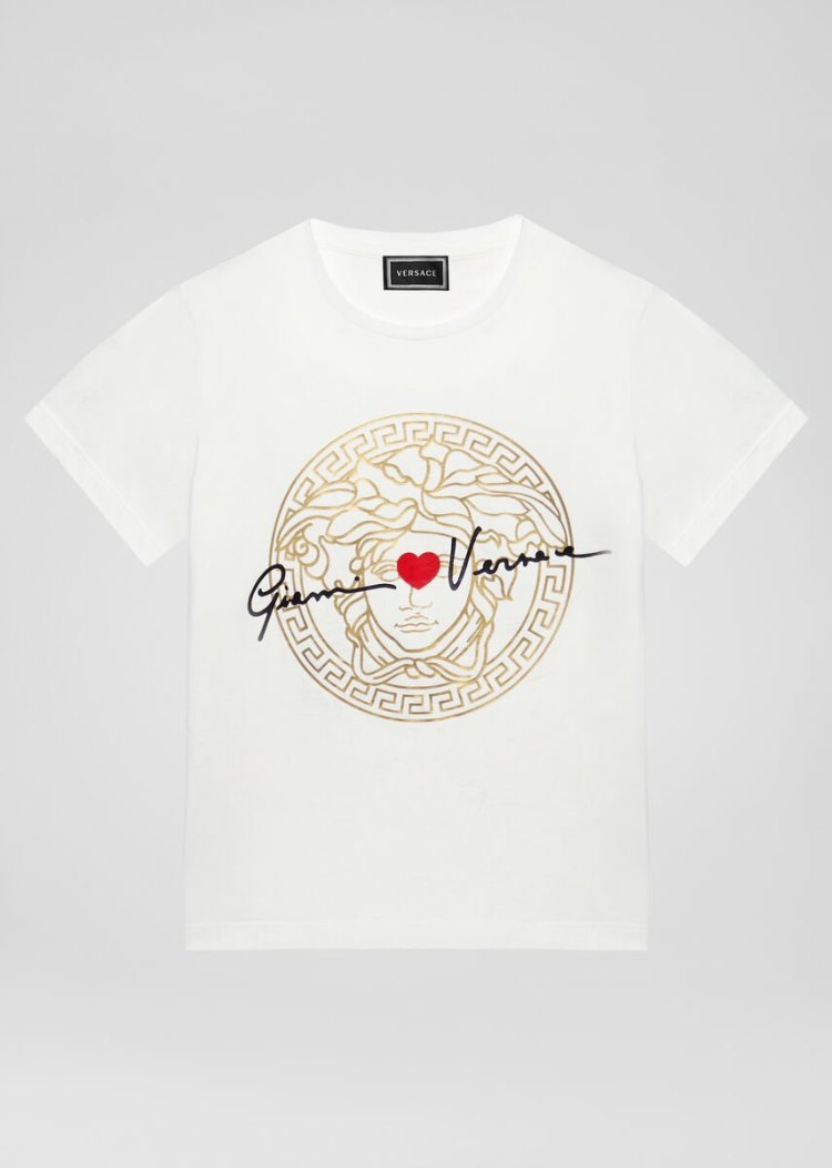 Versace GV Signature Medusa T Shirt μπλουζακια παιδικα ασπρα | ZG8UEQ3