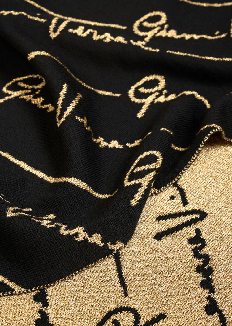 Versace GV Signature Pattern Scarf κασκολ γυναικεια μαυρα χρυσο χρωμα | TD8278F