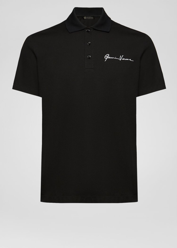 Versace GV Signature Polo Shirt μπλουζακια πολο ανδρικα μαυρα | 67UH556