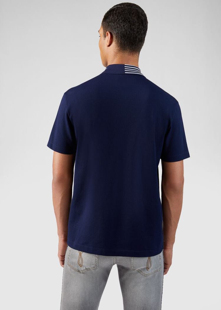 Versace GV Signature Polo Shirt μπλουζακια πολο ανδρικα μπλε | I9R1I4V
