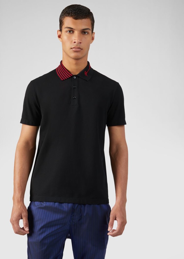 Versace GV Signature Polo Shirt μπλουζακια πολο ανδρικα μαυρα κοκκινα | VS80WKT