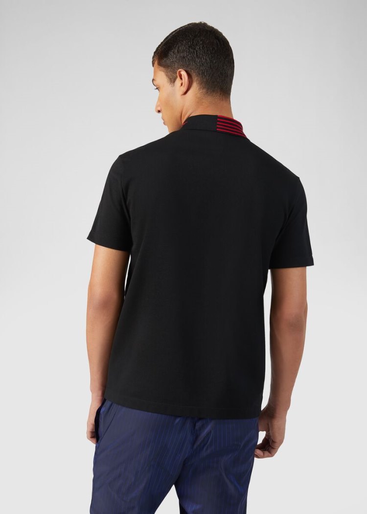 Versace GV Signature Polo Shirt μπλουζακια πολο ανδρικα μαυρα κοκκινα | VS80WKT
