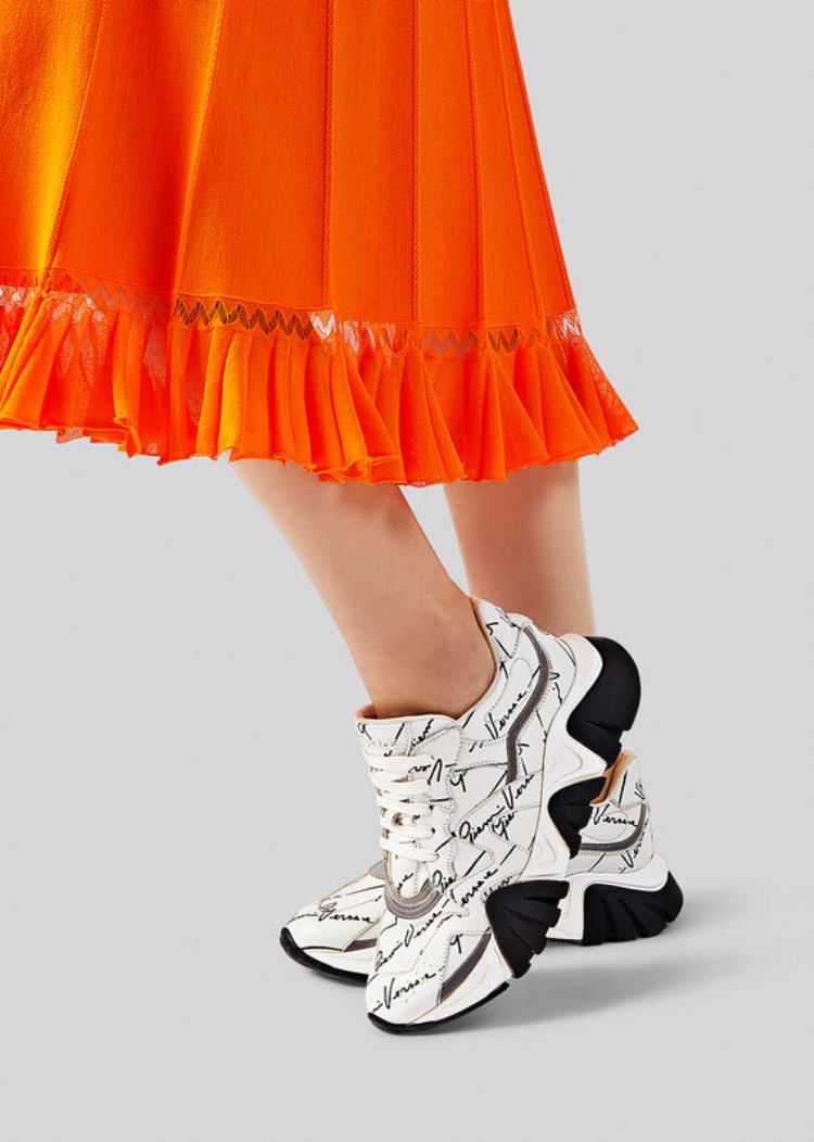 Versace GV Signature Print Squalo Trainers αθλητικα γυναικεια ασπρα | TXWKN82