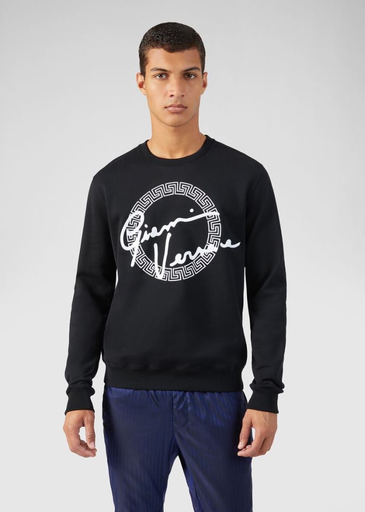 Versace GV Signature Print Sweatshirt Φούτερ ανδρικα μαυρα | 0NV6P51