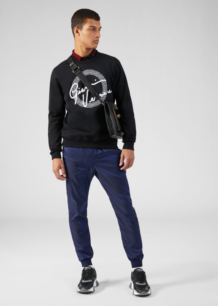 Versace GV Signature Print Sweatshirt Φούτερ ανδρικα μαυρα | 0NV6P51