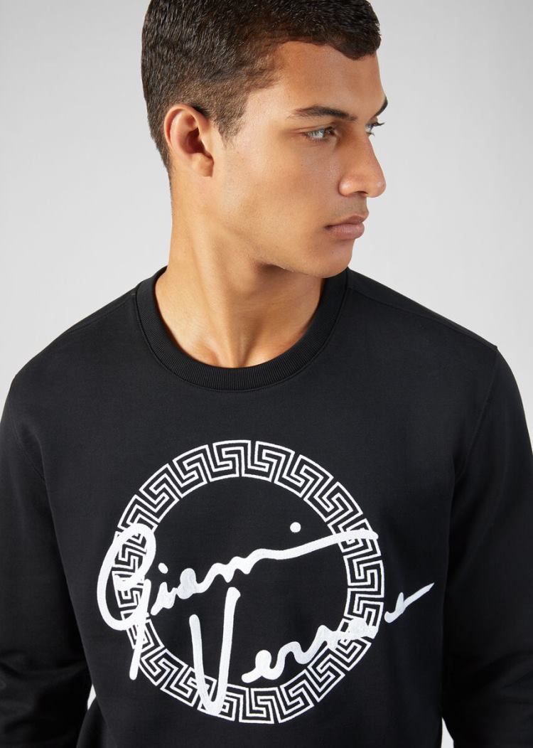 Versace GV Signature Print Sweatshirt Φούτερ ανδρικα μαυρα | 0NV6P51