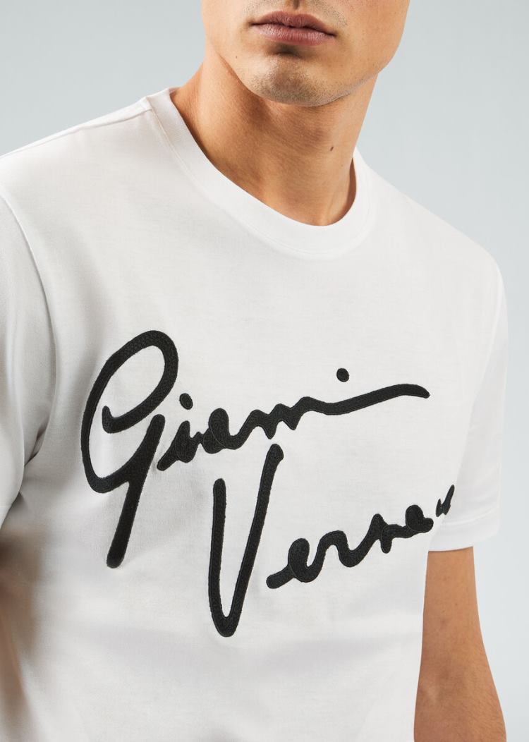 Versace GV Signature T Shirt μπλουζακια ανδρικα ασπρα μαυρα | N77U72Z