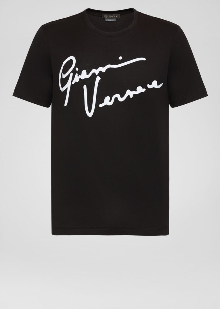 Versace GV Signature T Shirt μπλουζακια ανδρικα μαυρα | TQMI7J1