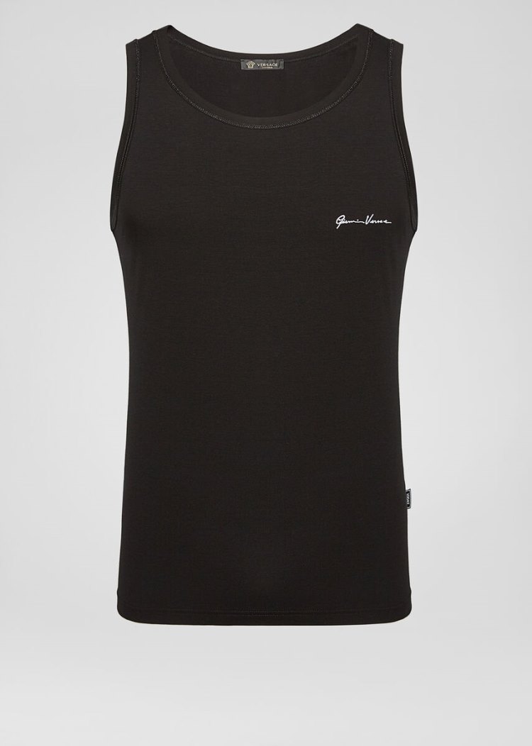 Versace GV Signature Tank Top αμανικα μπλουζακια ανδρικα μαυρα | R3EGOEX