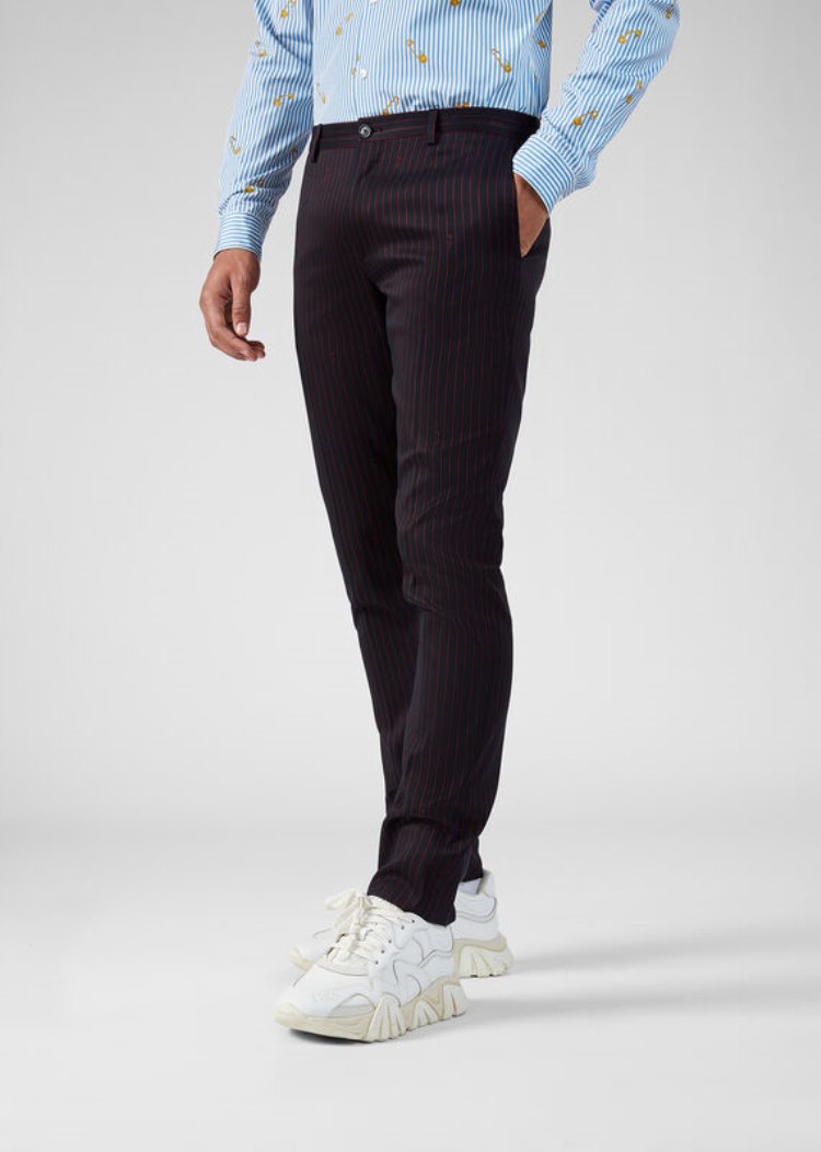 Versace GV Signature Trousers παντελόνι ανδρικα μπλε κοκκινα | GRK749W