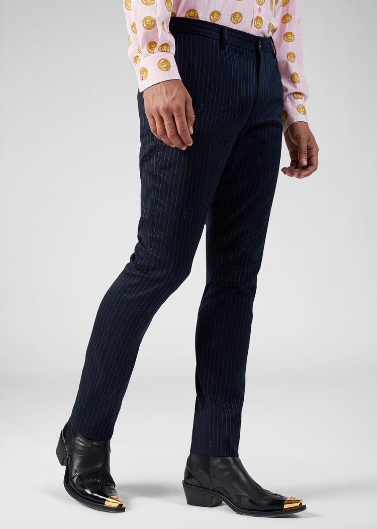 Versace GV Signature Trousers παντελόνι ανδρικα μπλε | KR0YYX9