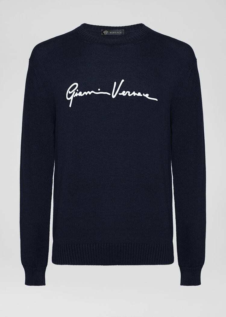 Versace GV Signature πουλοβερ Πουλόβερ ανδρικα μπλε | HBN4FGN
