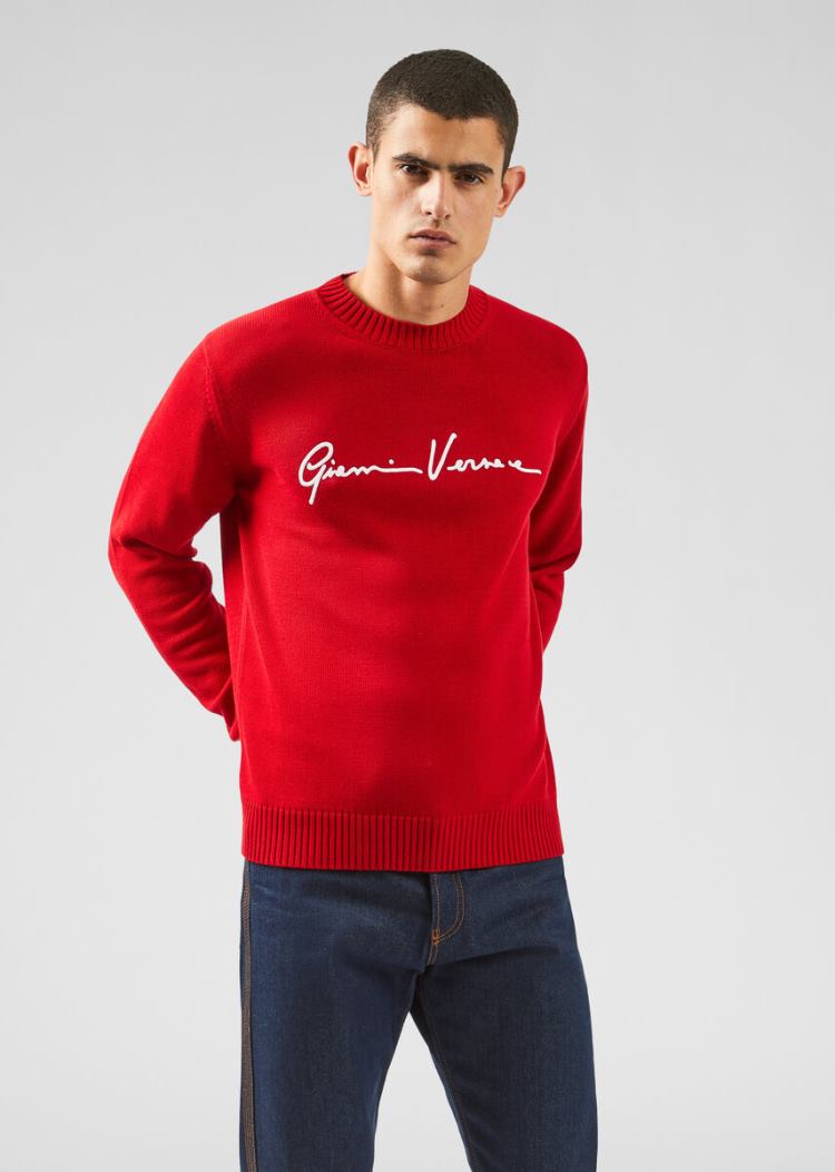 Versace GV Signature πουλοβερ Πουλόβερ ανδρικα κοκκινα | MBRDET4
