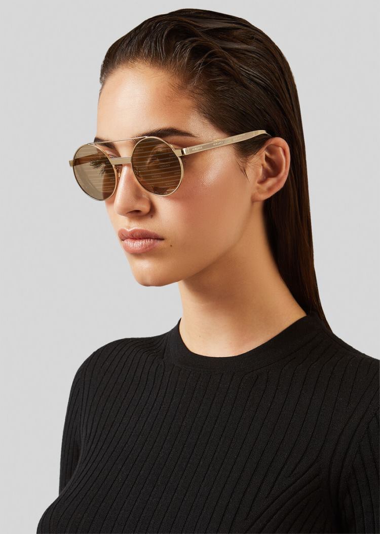 Versace Gold Logomania Round γυαλια ηλιου γυναικεια χρυσο χρωμα | OWMXHSI