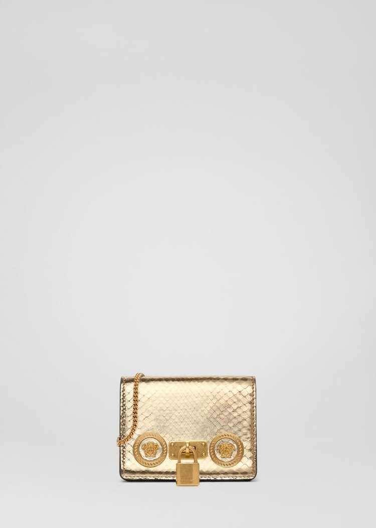 Versace Gold Mini Icon Metallic Python Shoulder Bag τσάντεσ ώμου γυναικεια χρυσο χρωμα | O95CC2Q