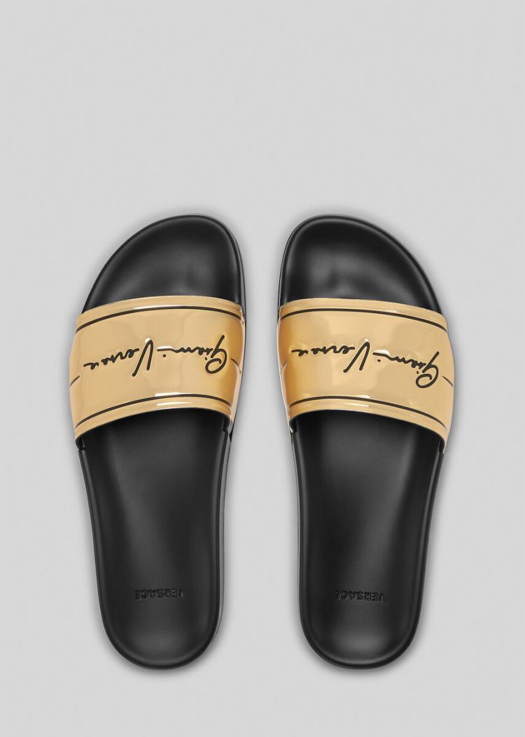 Versace Gold-Tone GV Signature Slides παντοφλεσ ανδρικα χρυσο χρωμα | WPH2700