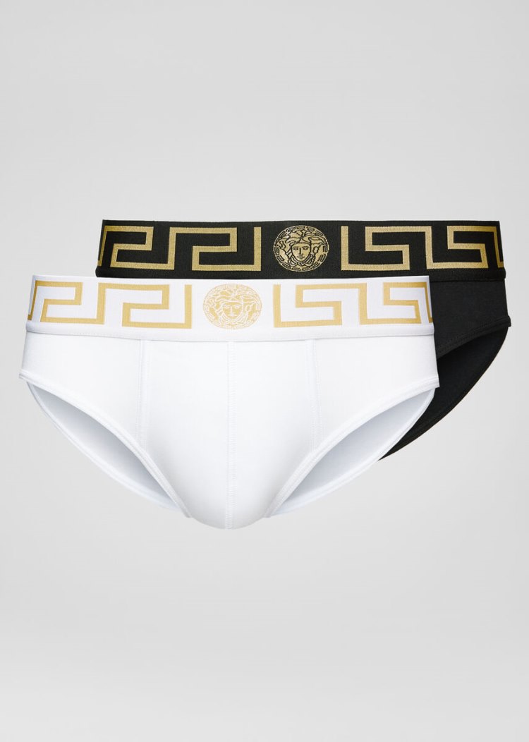 Versace Greca Border Briefs Bi-Pack εσωρουχα ανδρικα μαυρα ασπρα | UUEOA6R