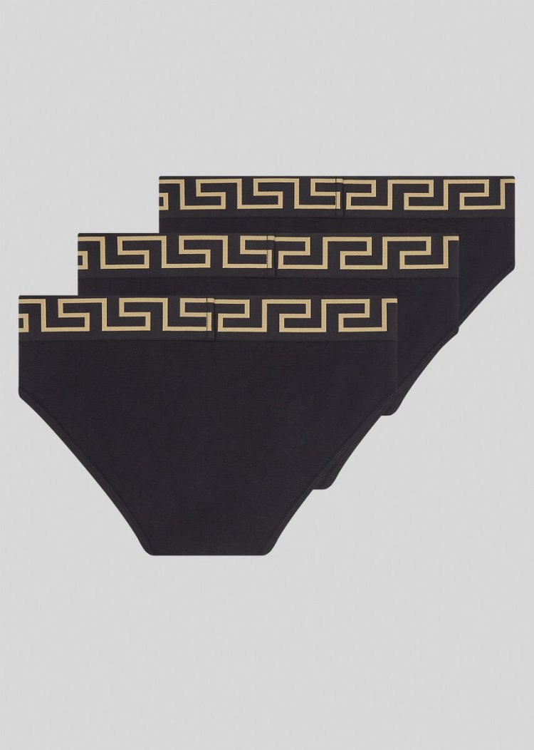 Versace Greca Border Briefs Tripac εσωρουχα ανδρικα μαυρα | 2M76T16