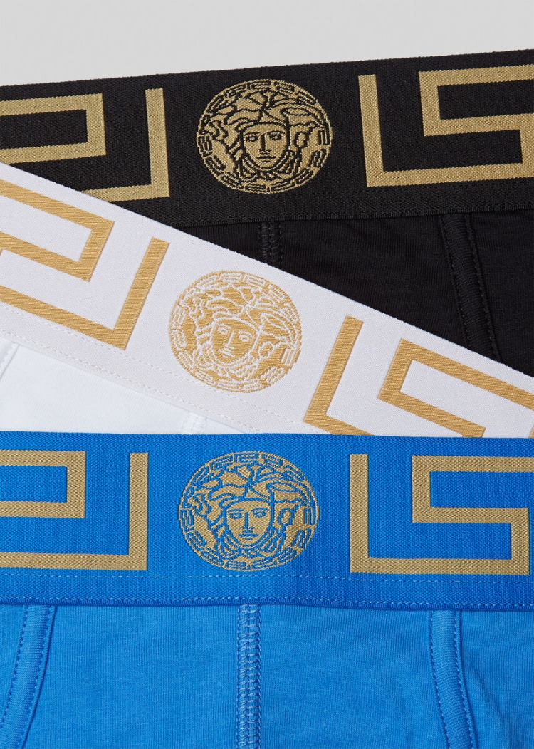 Versace Greca Border Briefs Tripac εσωρουχα ανδρικα μπλε | H9W89B9