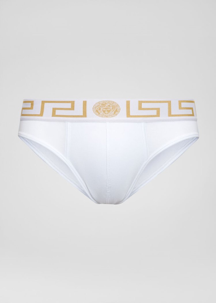 Versace Greca Border Briefs εσωρουχα ανδρικα ασπρα | PQ5LRTH