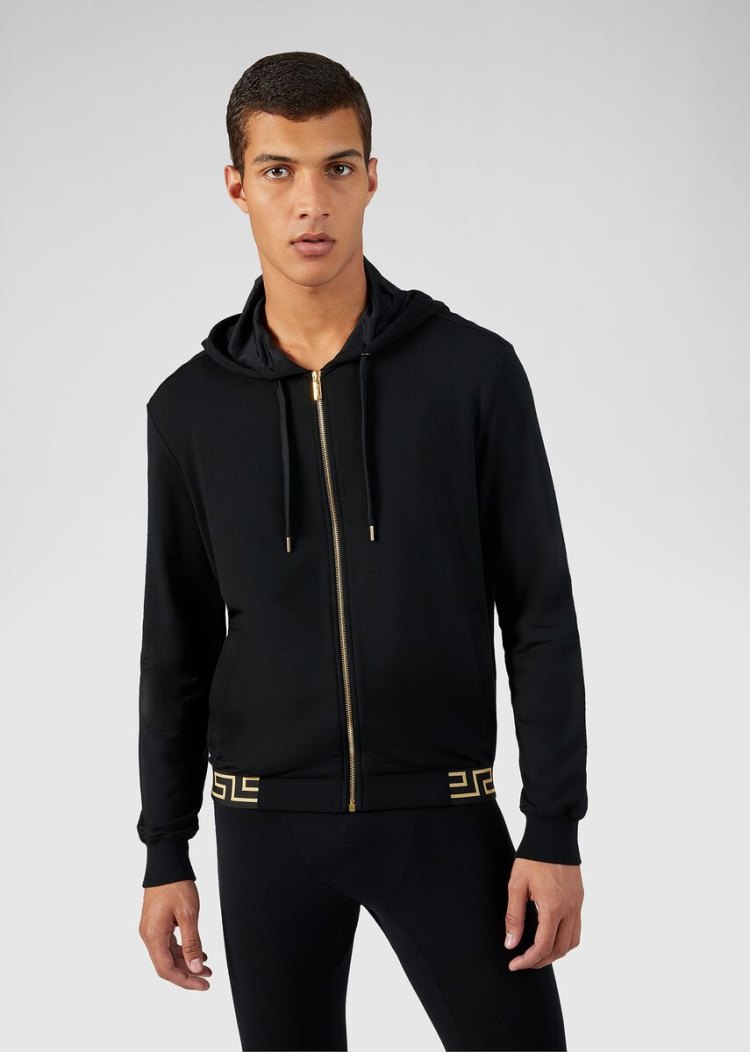 Versace Greca Border Gym Jacket μπουφαν ανδρικα μαυρα | 6T1U8IP