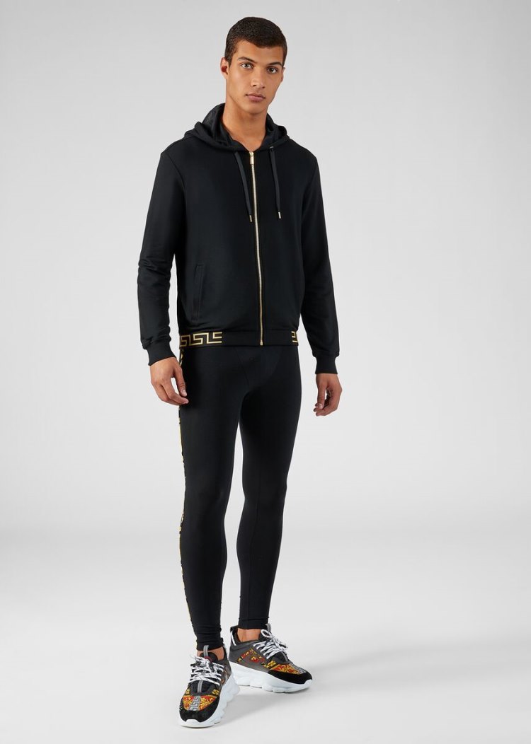 Versace Greca Border Gym Jacket μπουφαν ανδρικα μαυρα | 6T1U8IP