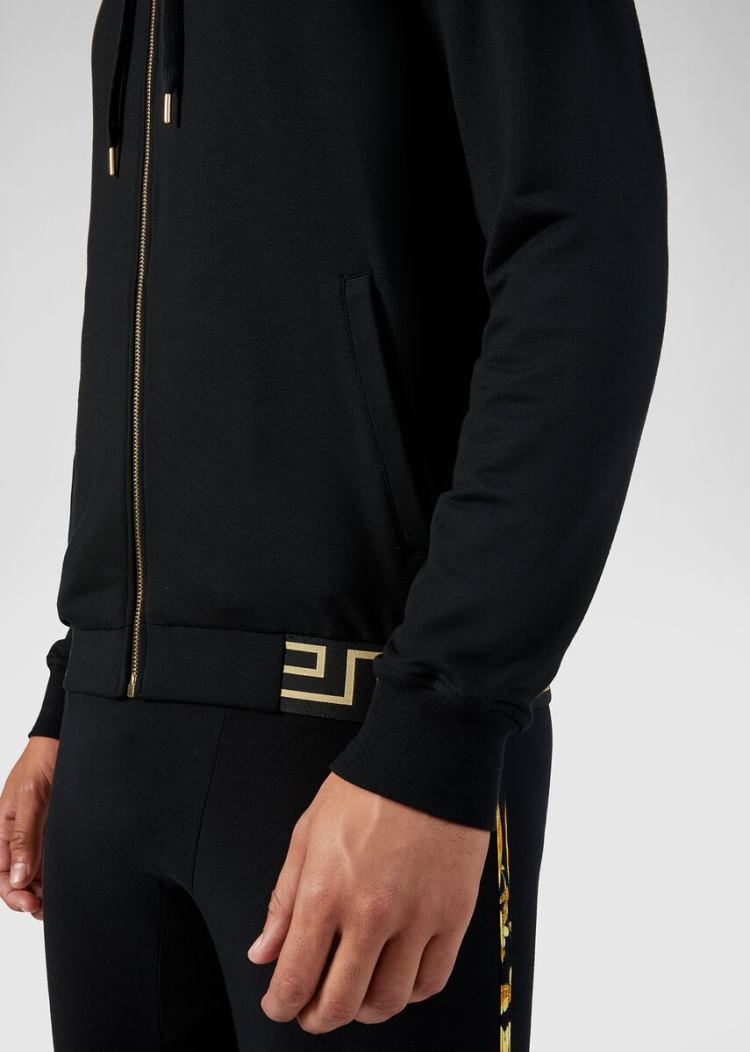 Versace Greca Border Gym Jacket μπουφαν ανδρικα μαυρα | 6T1U8IP
