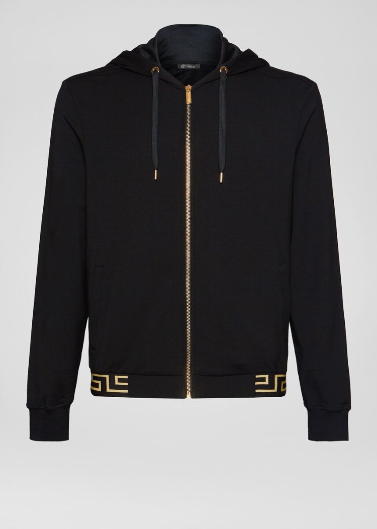Versace Greca Border Gym Jacket μπουφαν ανδρικα μαυρα | 6T1U8IP