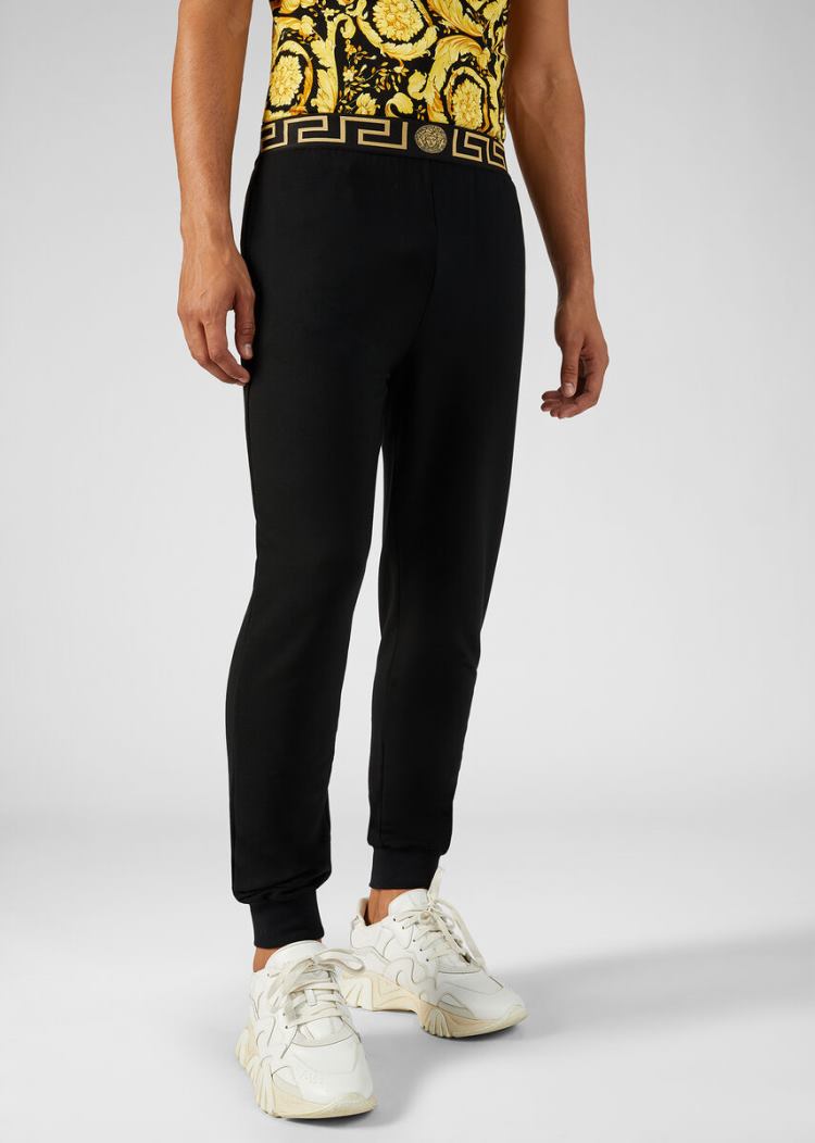 Versace Greca Border Gym Trousers παντελόνι ανδρικα μαυρα | F5EFNJO
