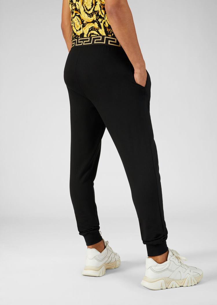 Versace Greca Border Gym Trousers παντελόνι ανδρικα μαυρα | F5EFNJO