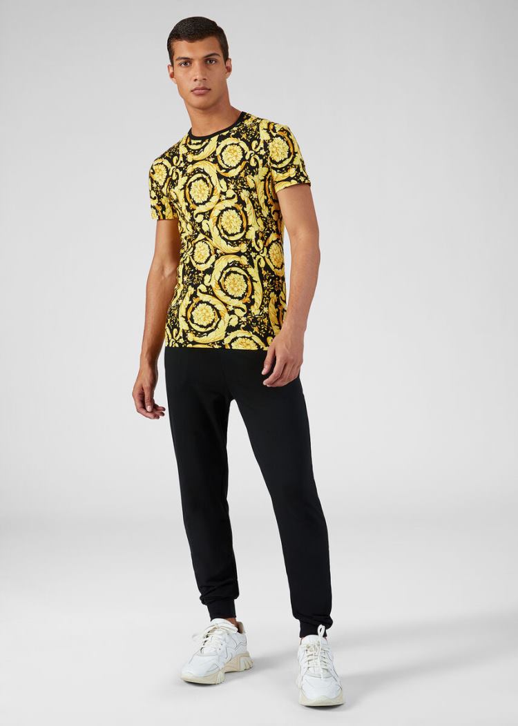 Versace Greca Border Gym Trousers παντελόνι ανδρικα μαυρα | F5EFNJO