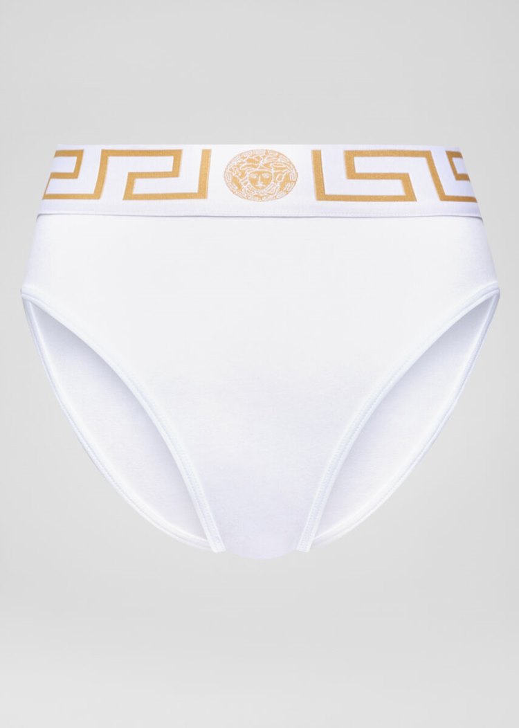 Versace Greca Border High Leg Briefs εσωρουχα γυναικεια ασπρα | 6L2JXYC