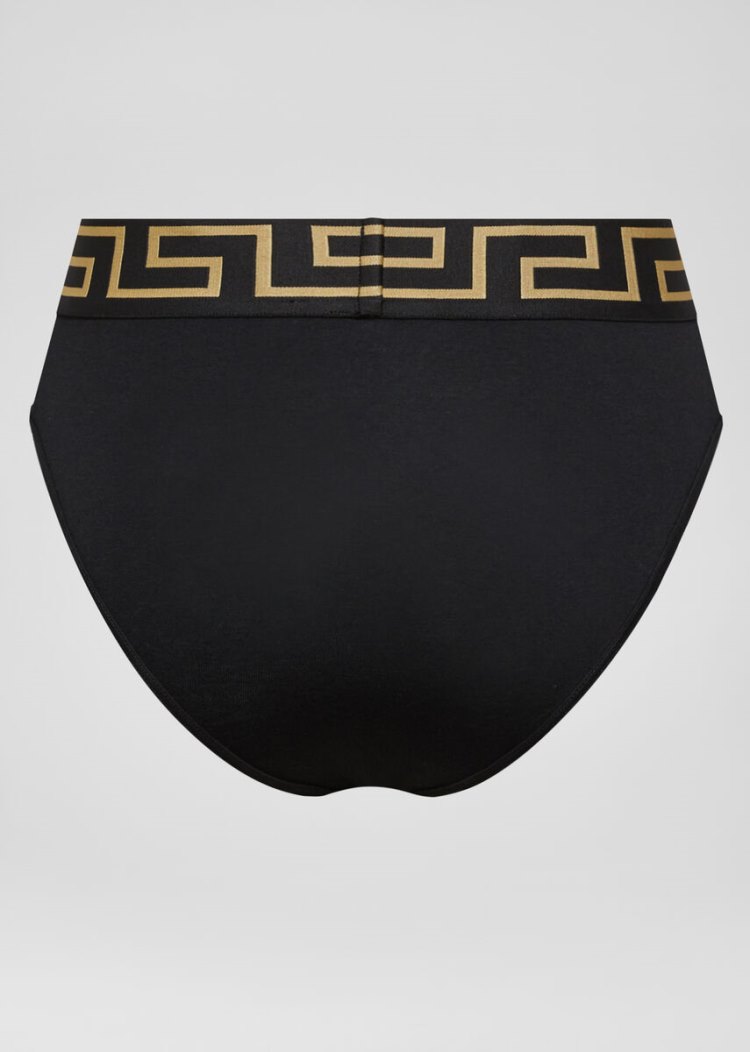 Versace Greca Border High Leg Briefs εσωρουχα γυναικεια μαυρα | FTQN7OZ