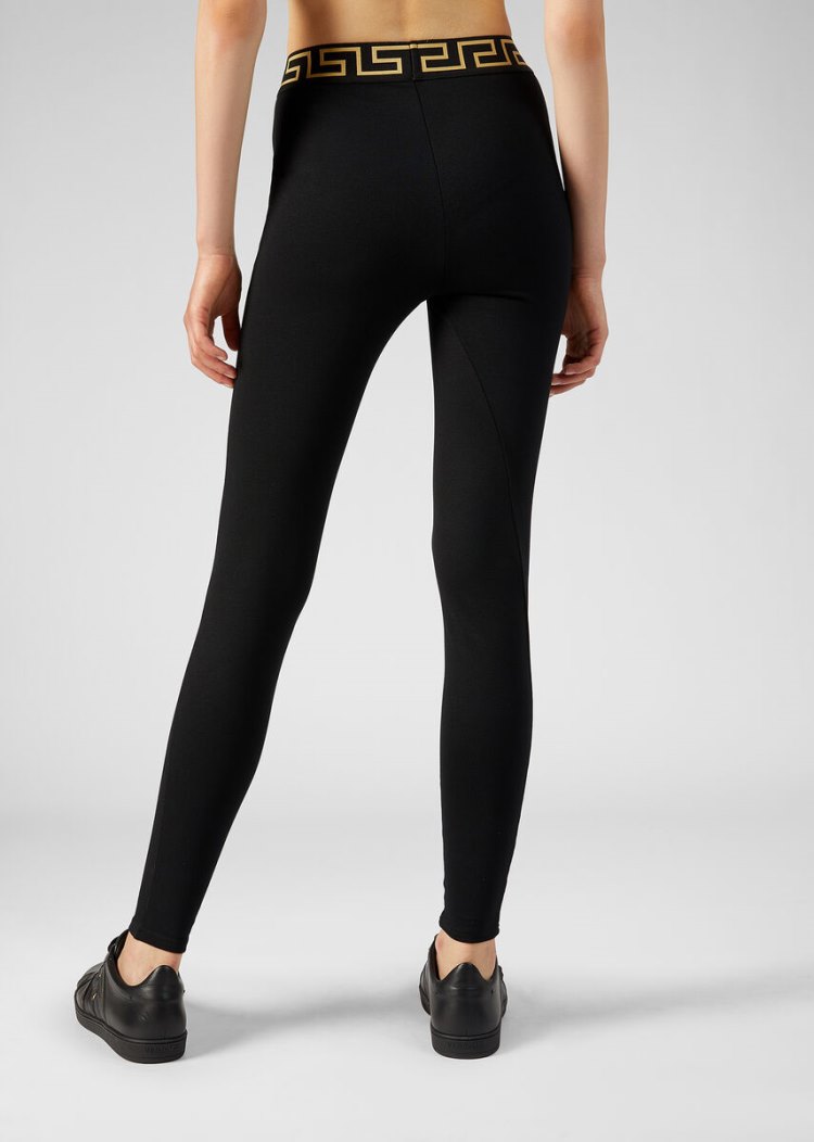 Versace Greca Border Leggings κολαν γυναικεια μαυρα | 5U5KRJG