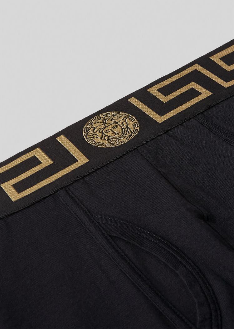 Versace Greca Border Long Underwear εσωρουχα ανδρικα μαυρα | 9B57RI1