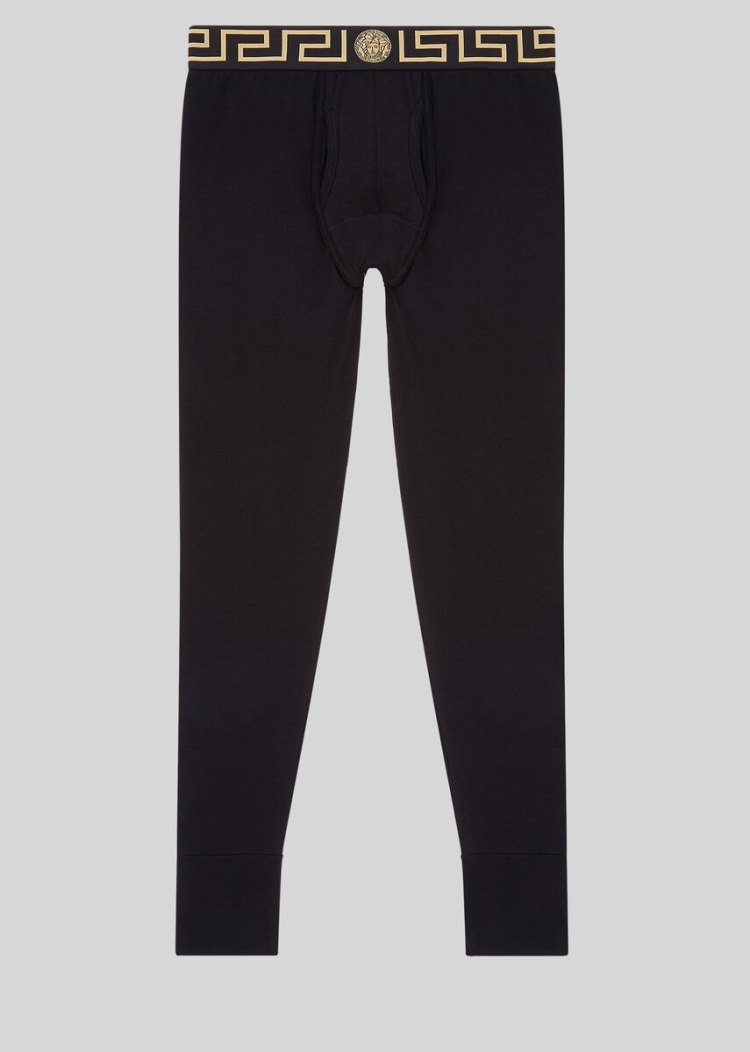 Versace Greca Border Long Underwear εσωρουχα ανδρικα μαυρα | 9B57RI1