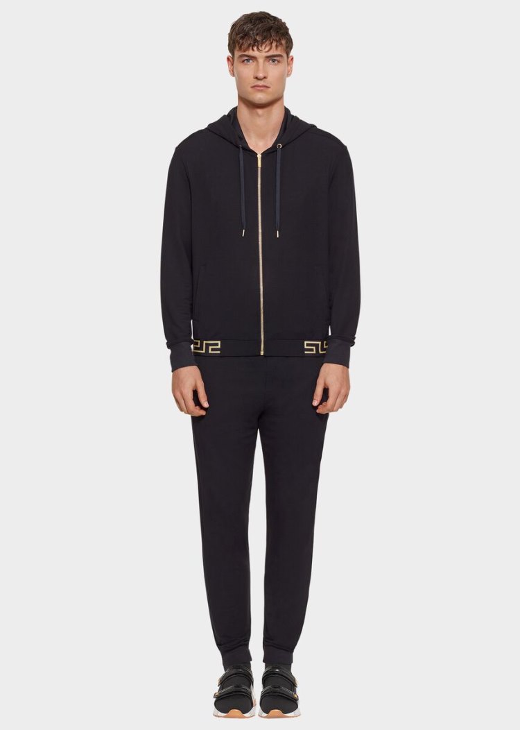 Versace Greca Border Lounge Jacket μπουφαν ανδρικα μαυρα | J4EJZJQ