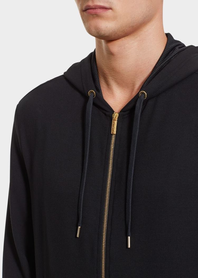 Versace Greca Border Lounge Jacket μπουφαν ανδρικα μαυρα | J4EJZJQ