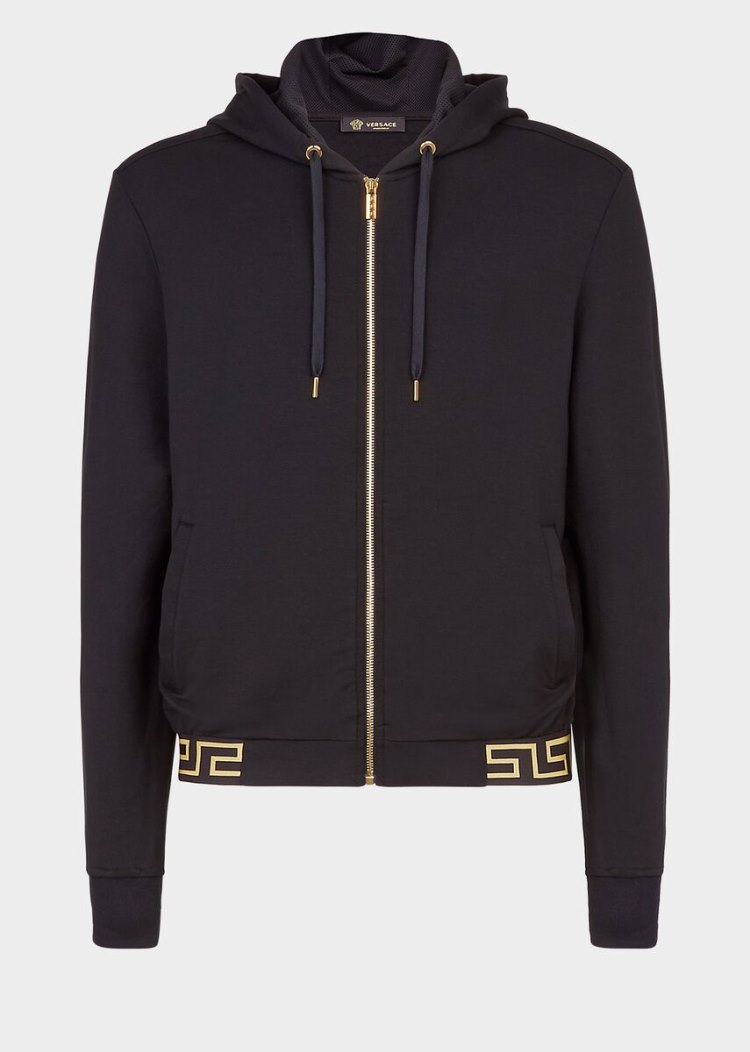 Versace Greca Border Lounge Jacket μπουφαν ανδρικα μαυρα | J4EJZJQ