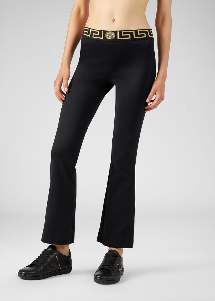 Versace Greca Border Print Gym Pants παντελονι γυναικεια μαυρα | 1EC2IMJ