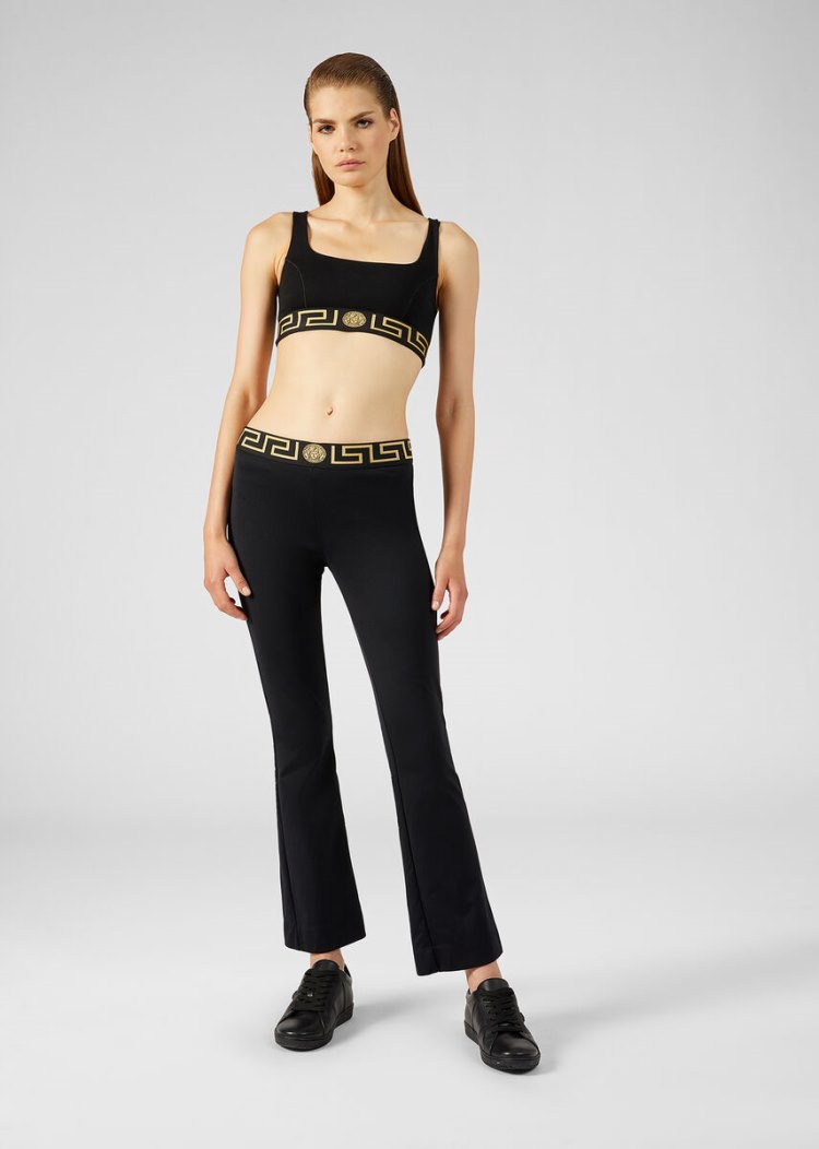 Versace Greca Border Print Gym Pants παντελονι γυναικεια μαυρα | 1EC2IMJ