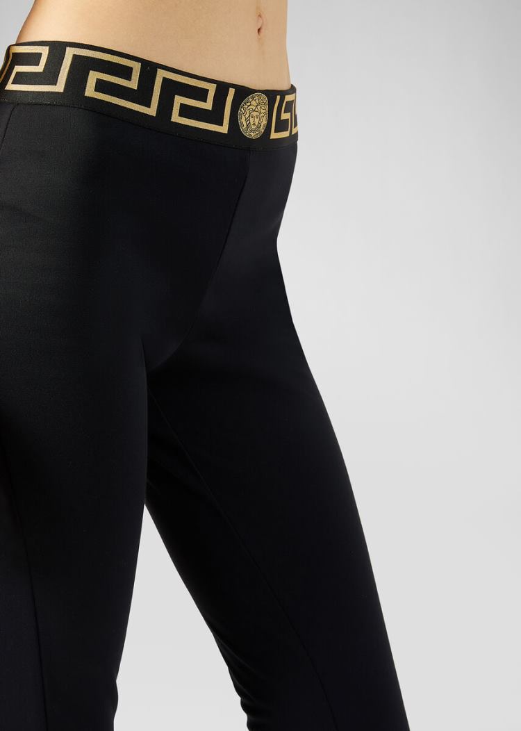 Versace Greca Border Print Gym Pants παντελονι γυναικεια μαυρα | 1EC2IMJ