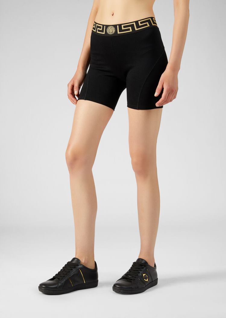 Versace Greca Border Shorts σορτσ γυναικεια μαυρα | 9F35JDO